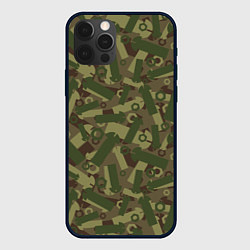 Чехол для iPhone 12 Pro Max Камуфляж - болты и гайки, цвет: 3D-черный
