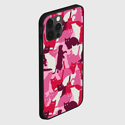 Чехол для iPhone 12 Pro Max Розовый кошачий камуфляж, цвет: 3D-черный — фото 2