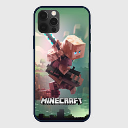 Чехол iPhone 12 Pro Max Персонаж Minecraft ниндзя в прыжке