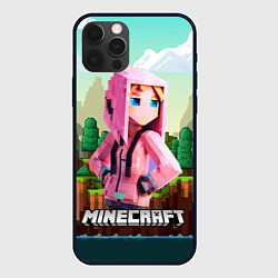 Чехол iPhone 12 Pro Max Персонаж Minecraft девушка в пиксельном мире