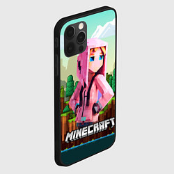 Чехол для iPhone 12 Pro Max Персонаж Minecraft девушка в пиксельном мире, цвет: 3D-черный — фото 2