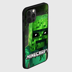 Чехол для iPhone 12 Pro Max Minecraft персонаж большой зеленый монстр, цвет: 3D-черный — фото 2