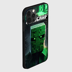 Чехол для iPhone 12 Pro Max Minecraft зеленый персонаж каменные джунгли, цвет: 3D-черный — фото 2