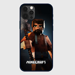 Чехол iPhone 12 Pro Max Minecraft персонаж с бородой ночью