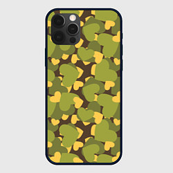 Чехол для iPhone 12 Pro Max Сердечки - камуфляж, цвет: 3D-черный
