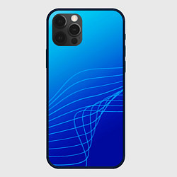 Чехол для iPhone 12 Pro Max Синий градиент полосы, цвет: 3D-черный