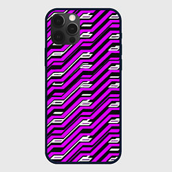 Чехол для iPhone 12 Pro Max Киберпанк узор фиолетовый и чёрный, цвет: 3D-черный