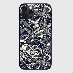 Чехол для iPhone 12 Pro Max Gray tattoo machine, цвет: 3D-черный