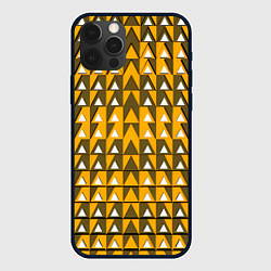 Чехол для iPhone 12 Pro Max Узор из треугольников жёлтый, цвет: 3D-черный
