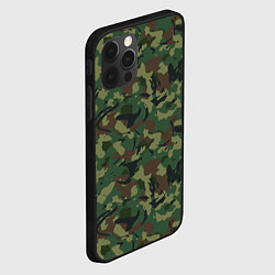 Чехол для iPhone 12 Pro Max Камуфляж Woodland классический, цвет: 3D-черный — фото 2