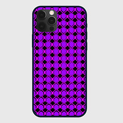 Чехол для iPhone 12 Pro Max Фиолетовые восьмиугольники и чёрные ромбы, цвет: 3D-черный