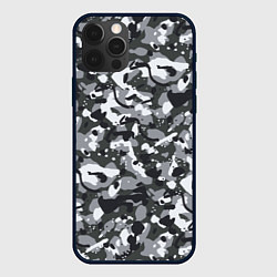 Чехол для iPhone 12 Pro Max Серый пиксельный камуфляж, цвет: 3D-черный
