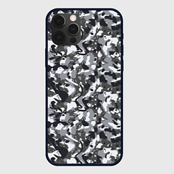 Чехол для iPhone 12 Pro Max Пиксельный камуфляж серого цвета, цвет: 3D-черный
