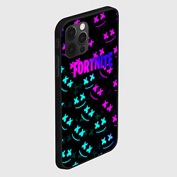 Чехол для iPhone 12 Pro Max Fortnite x Marshmello neon pattern, цвет: 3D-черный — фото 2