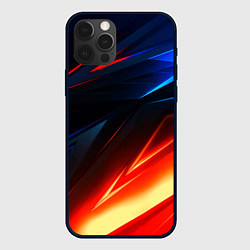 Чехол для iPhone 12 Pro Max Geometry stripes neon steel, цвет: 3D-черный