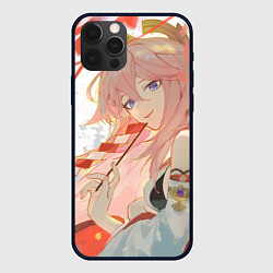 Чехол iPhone 12 Pro Max Genshin Impact Яэ Miko smile kitsune