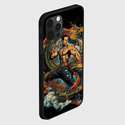 Чехол для iPhone 12 Pro Max Муай-Тай боец и зеленый дракон, цвет: 3D-черный — фото 2