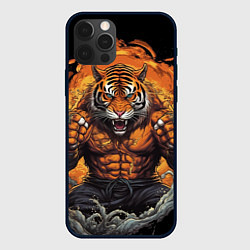 Чехол для iPhone 12 Pro Max Муай - Тай тигр в стойке боевые искусства, цвет: 3D-черный