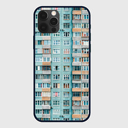 Чехол для iPhone 12 Pro Max Хрущёвка в голубых тонах, цвет: 3D-черный