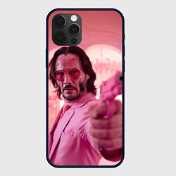 Чехол iPhone 12 Pro Max Джон Уик в розовых очках сердечках