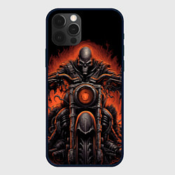 Чехол iPhone 12 Pro Max Скелет из ада едет на старом мотоцикле
