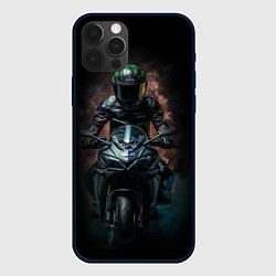 Чехол для iPhone 12 Pro Max Мотоциклист на мото, цвет: 3D-черный