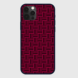 Чехол для iPhone 12 Pro Max Тёмный розовый клетка-полоски, цвет: 3D-черный