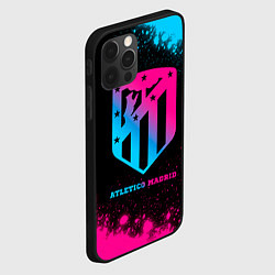 Чехол для iPhone 12 Pro Max Atletico Madrid - neon gradient, цвет: 3D-черный — фото 2