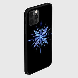 Чехол для iPhone 12 Pro Max Голубая снежинка на черном фоне, цвет: 3D-черный — фото 2