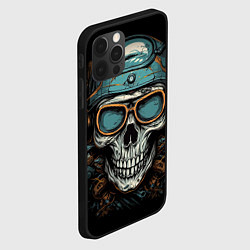 Чехол для iPhone 12 Pro Max Череп мотоциклиста в очках, цвет: 3D-черный — фото 2