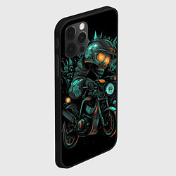 Чехол для iPhone 12 Pro Max Скелет на мото арт, цвет: 3D-черный — фото 2