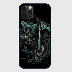 Чехол для iPhone 12 Pro Max Зеленый абстрактный мото, цвет: 3D-черный