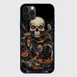 Чехол iPhone 12 Pro Max Череп байкера: мото-дух