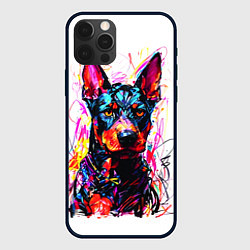 Чехол для iPhone 12 Pro Max Доберман маркерами, цвет: 3D-черный