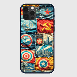 Чехол для iPhone 12 Pro Max Пэчворк джинсы в СССР, цвет: 3D-черный