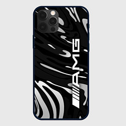 Чехол для iPhone 12 Pro Max Мерседес АМГ - белые волны, цвет: 3D-черный