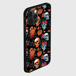 Чехол для iPhone 12 Pro Max Весёлые черепа в кустах, цвет: 3D-черный — фото 2
