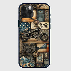 Чехол iPhone 12 Pro Max Patchwork with a motorcycle - ai art