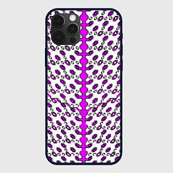 Чехол iPhone 12 Pro Max Розовые киберпанк ячейки на белом фоне