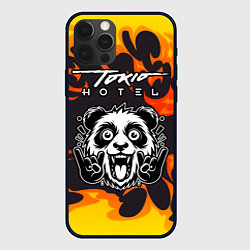 Чехол для iPhone 12 Pro Max Tokio Hotel рок панда и огонь, цвет: 3D-черный