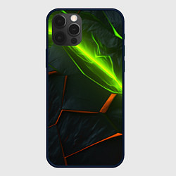 Чехол iPhone 12 Pro Max Green neon abstract geometry