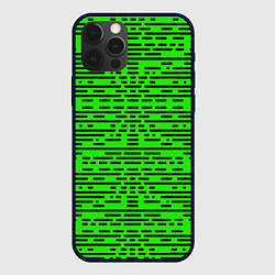 Чехол iPhone 12 Pro Max Чёрные полосы на зелёном фоне