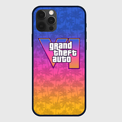 Чехол iPhone 12 Pro Max GTA 6 - пальмы и логотип