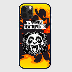 Чехол iPhone 12 Pro Max Five Finger Death Punch рок панда и огонь