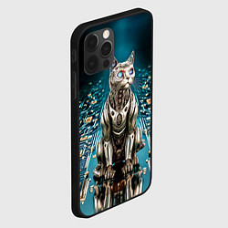 Чехол для iPhone 12 Pro Max Кибер кот сидит на печатной плате, цвет: 3D-черный — фото 2