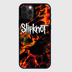 Чехол для iPhone 12 Pro Max Slipknot red lava, цвет: 3D-черный