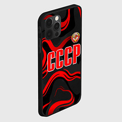 Чехол для iPhone 12 Pro Max СССР - red stripes, цвет: 3D-черный — фото 2