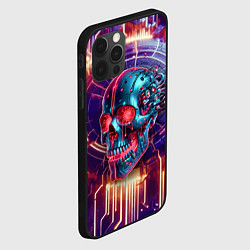 Чехол для iPhone 12 Pro Max Cyber art skull - steel metal, цвет: 3D-черный — фото 2