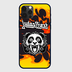 Чехол iPhone 12 Pro Max Judas Priest рок панда и огонь