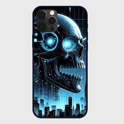 Чехол iPhone 12 Pro Max Cyberpunk skull - metropolis neon glow